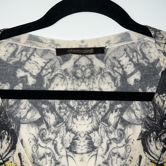 Vintage Cavalli Roberto Cavalli Yellow Baroque Print Cardigan Size 46​ - Picture 5 of 10